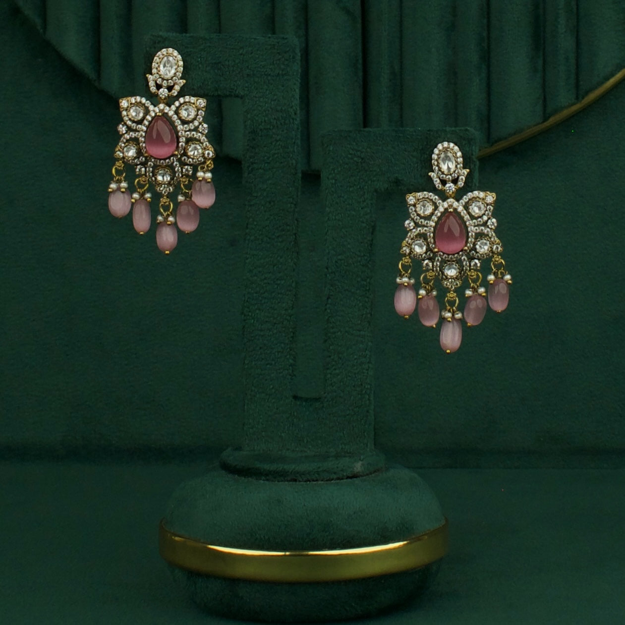 Traditional Two-Line Victorian Necklace Set with Earrings