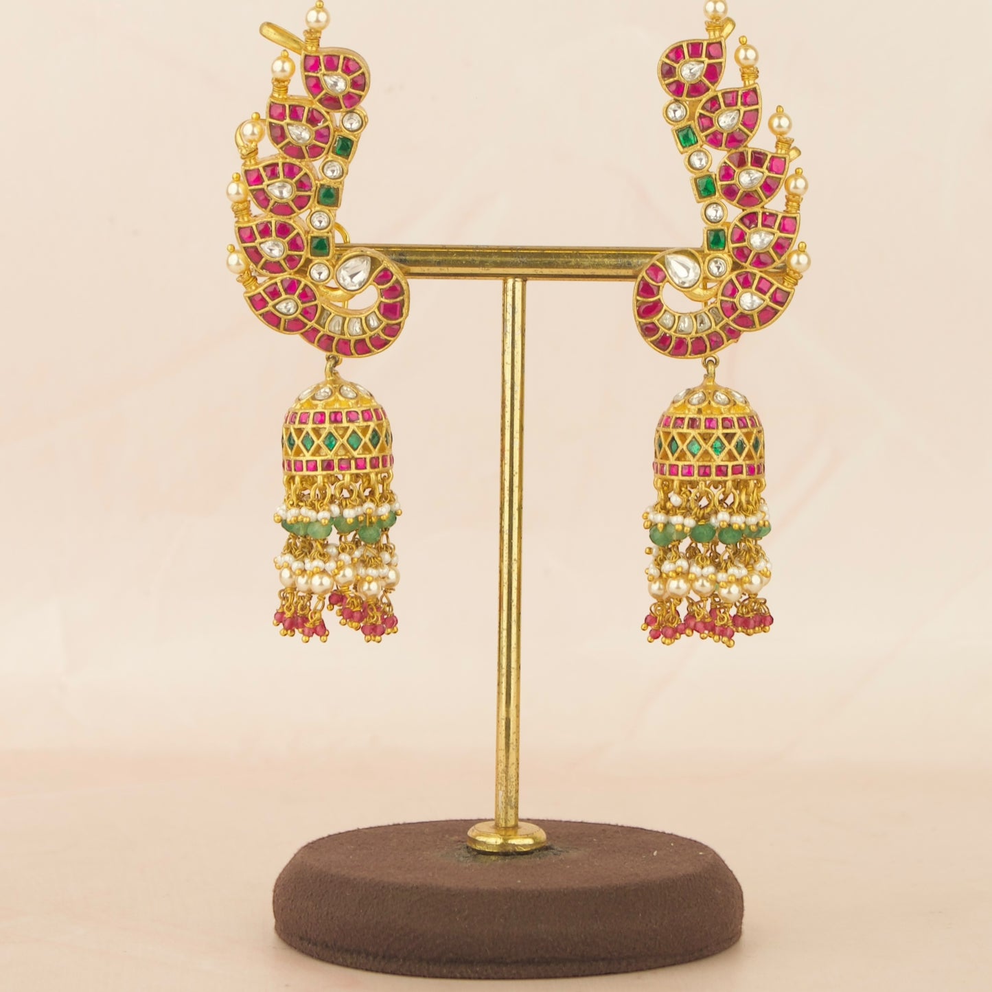 Bridal Peacock Earcuff In Jadau Kundan