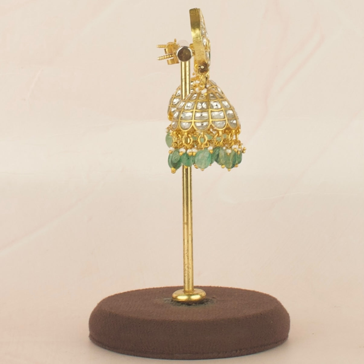 Grand Peacock Design Studded Jadau Kundan Jhumki
