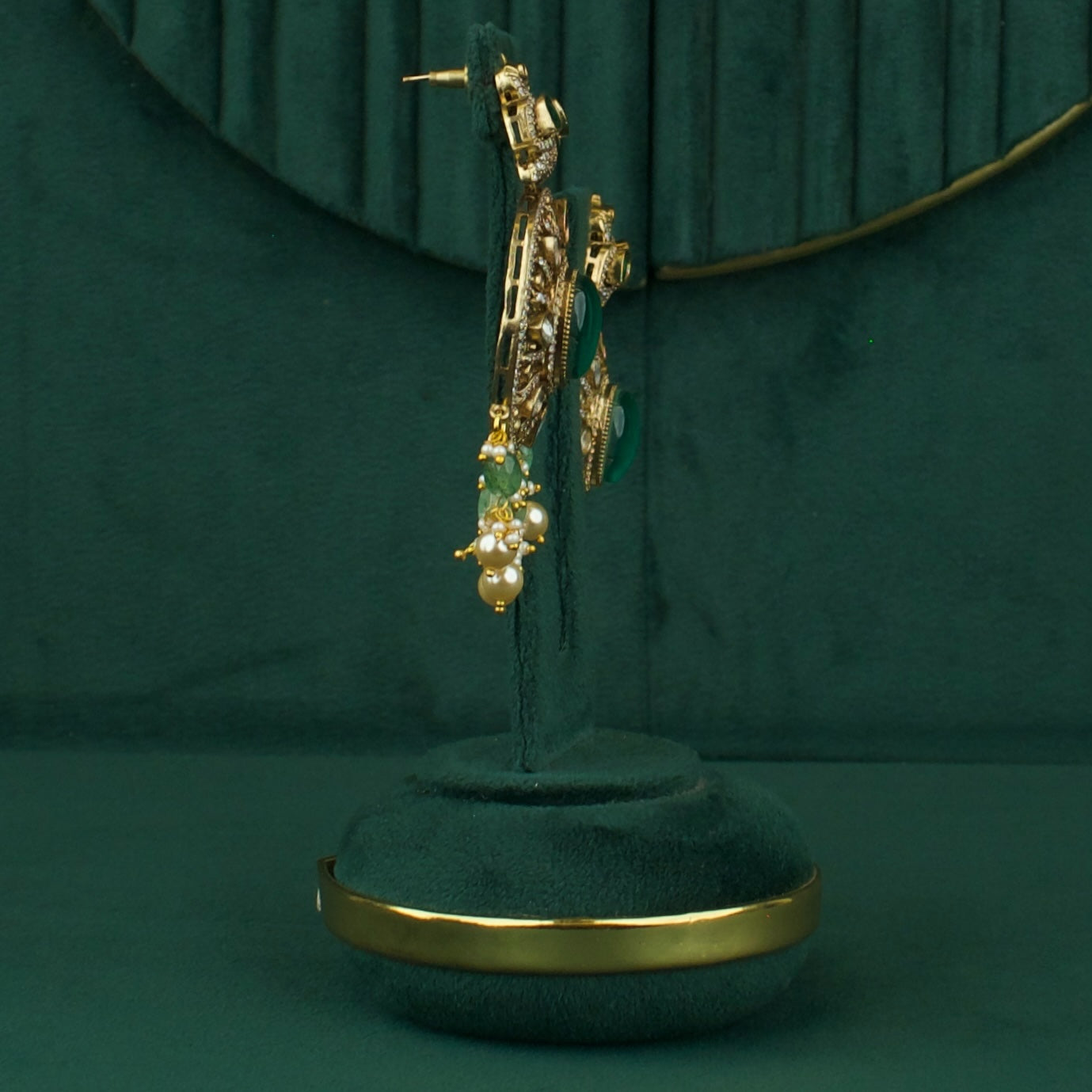 Grand Fusion Kundan & Polki Victorian Mehandi Necklace With Matching Earrings