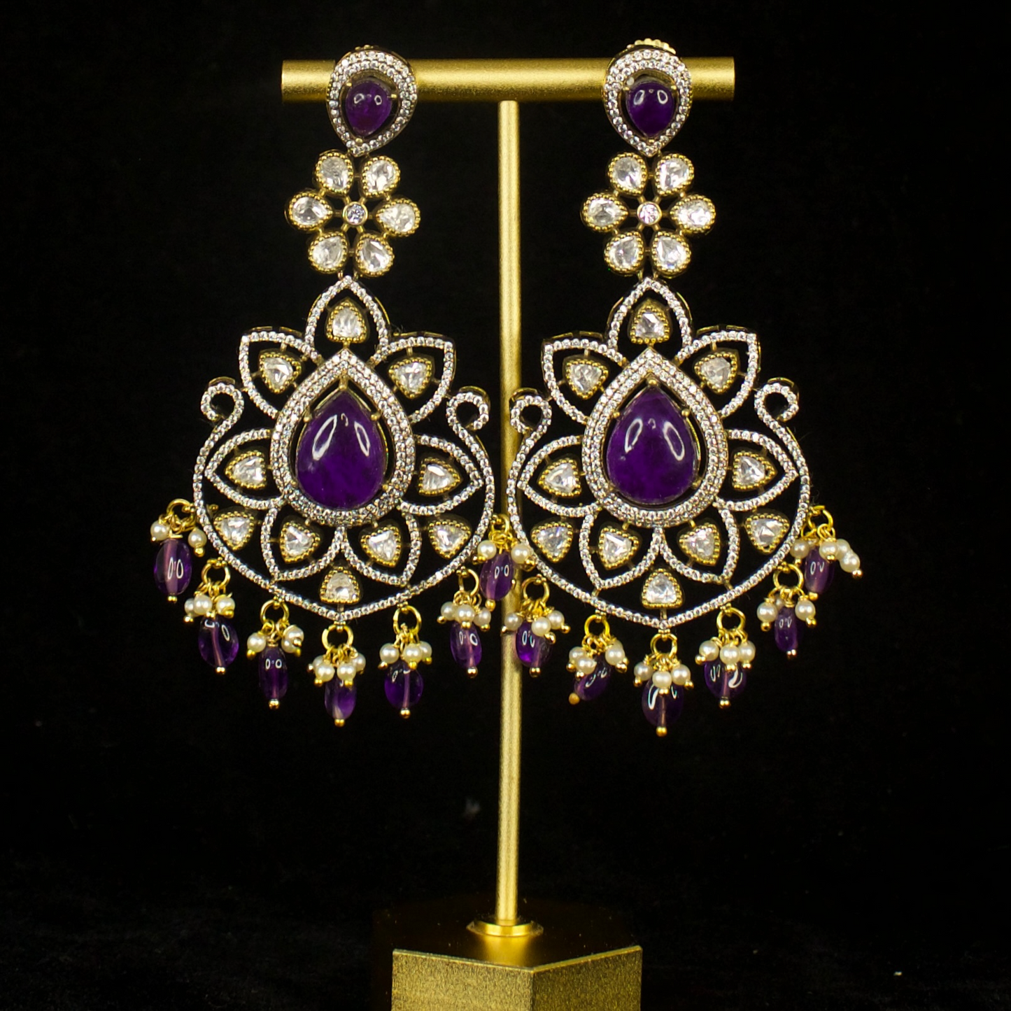 Victorian Moissanite Necklace Set with Teardrop Stones