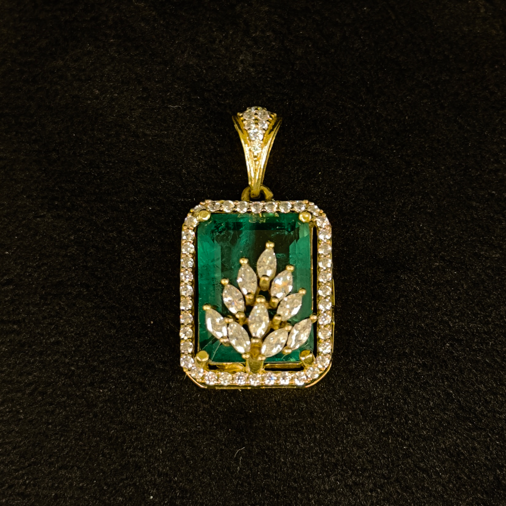 Antique Victorian Pendant Set with Diamond Floral Design and Matching Earrings