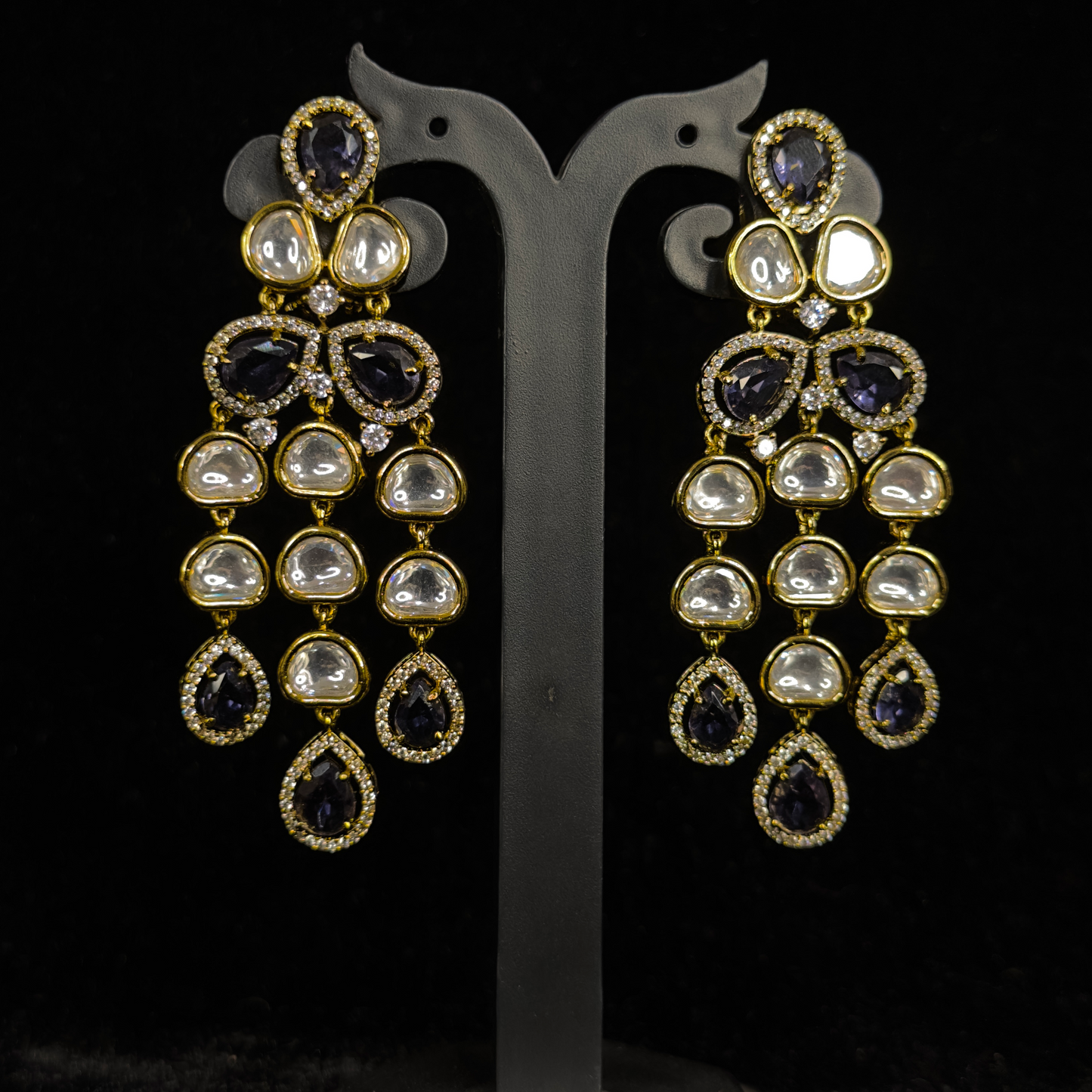 Victorian Two-Step Kundan Necklace Set with Drop AD stones