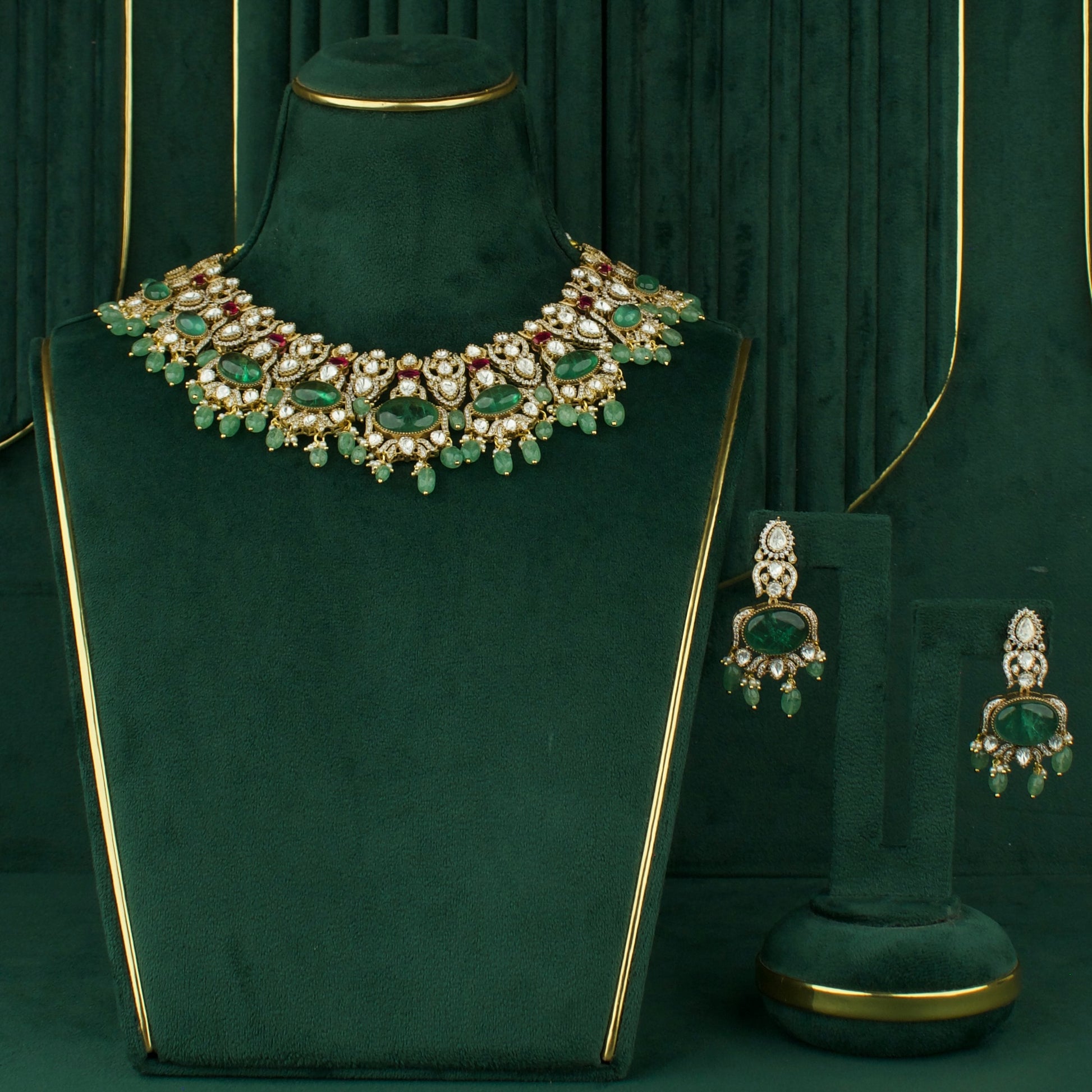 Grand Fusion Kundan & Polki Mehandi Victorian Choker Set