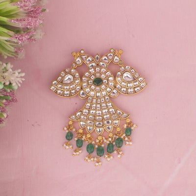 Reversible Jadau Kundan Peacock Design Pendant