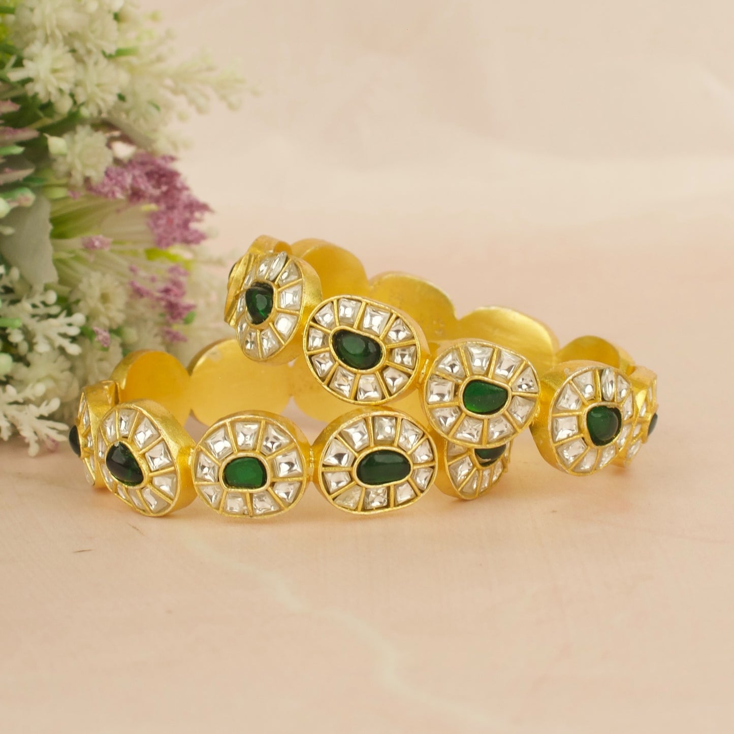 Majestic Jadau Kundan Mango Design Bangles