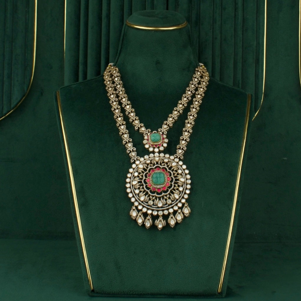 Beautiful Fusion Polki & Kundan 2 Layer Necklace Set