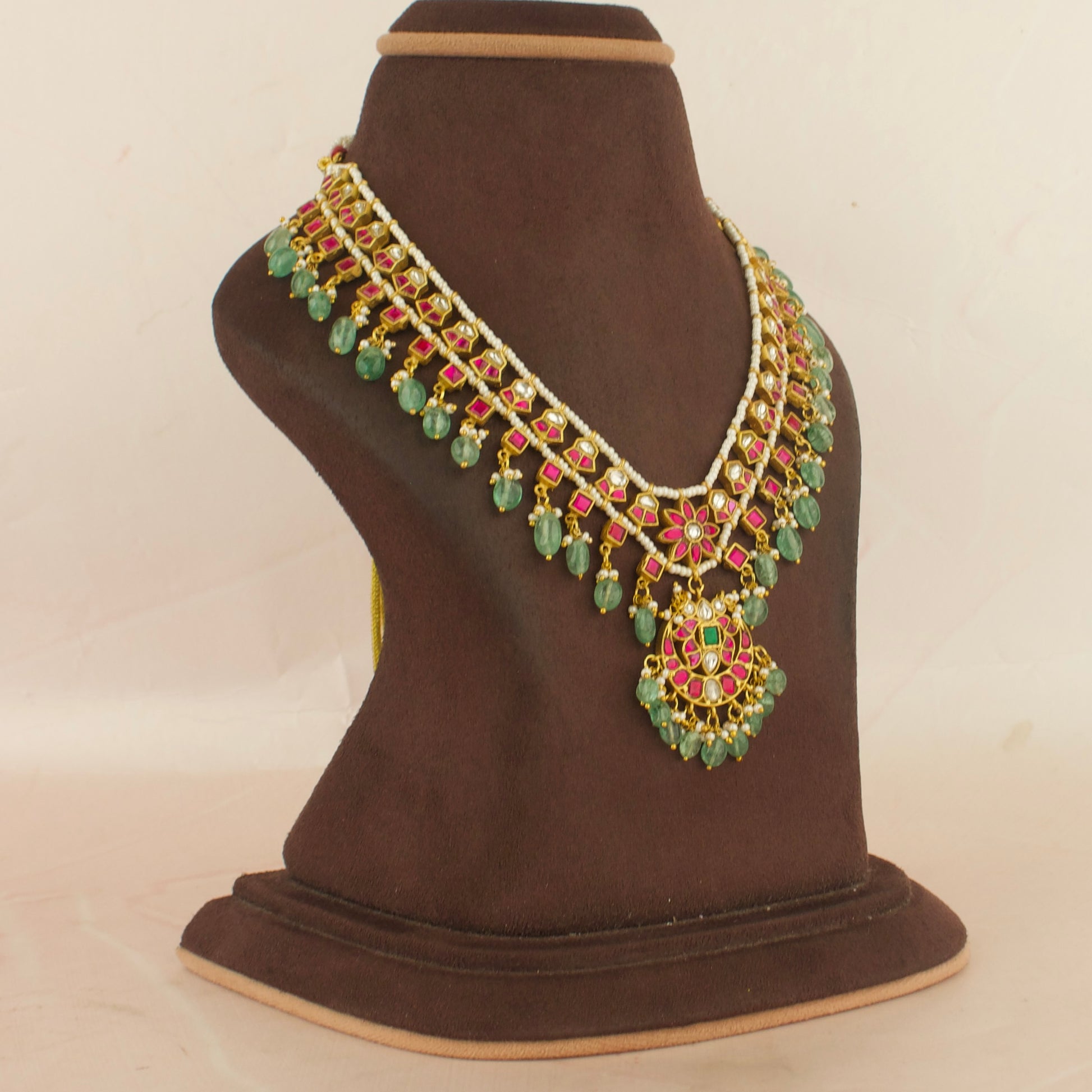 Gold inspired floral Chandbali Design Jadau Kundan Necklace and Choker