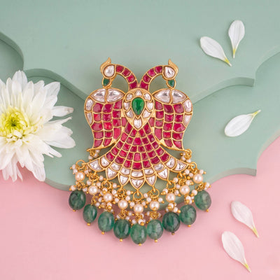 Royal Jadau Kundan Locket With Strawberry Beads