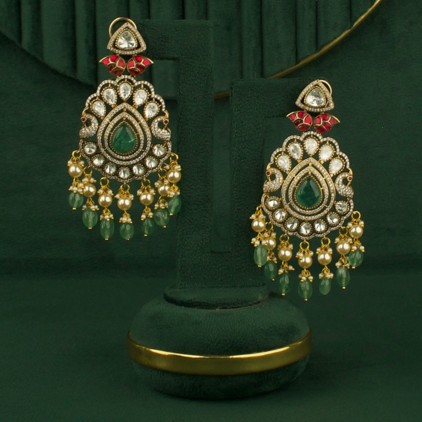 Bridal Fusion Kundan & Polki Victorian Necklace Set with Earrings