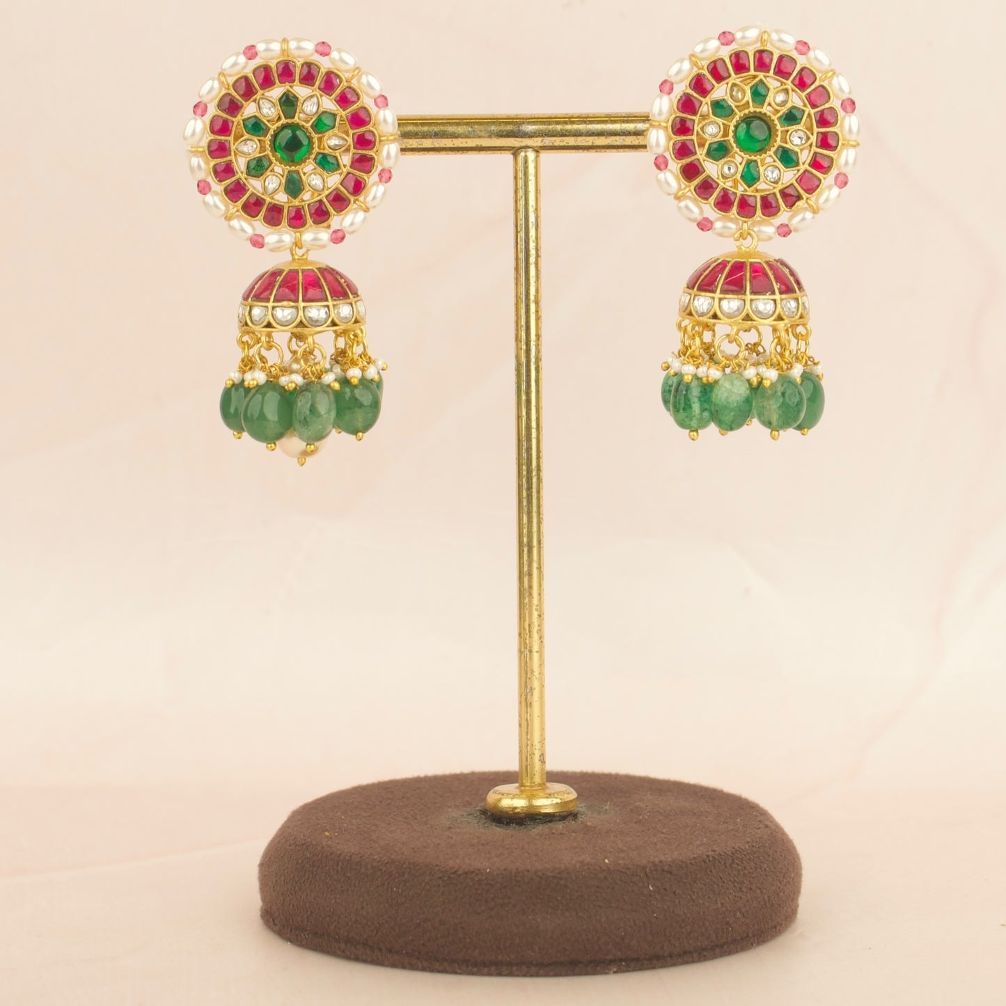 Stunning Jadau Kundan Jhumki With Pearl Bordering