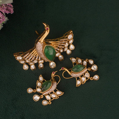 Royal Victorian Peacock Pendant And Earring Set