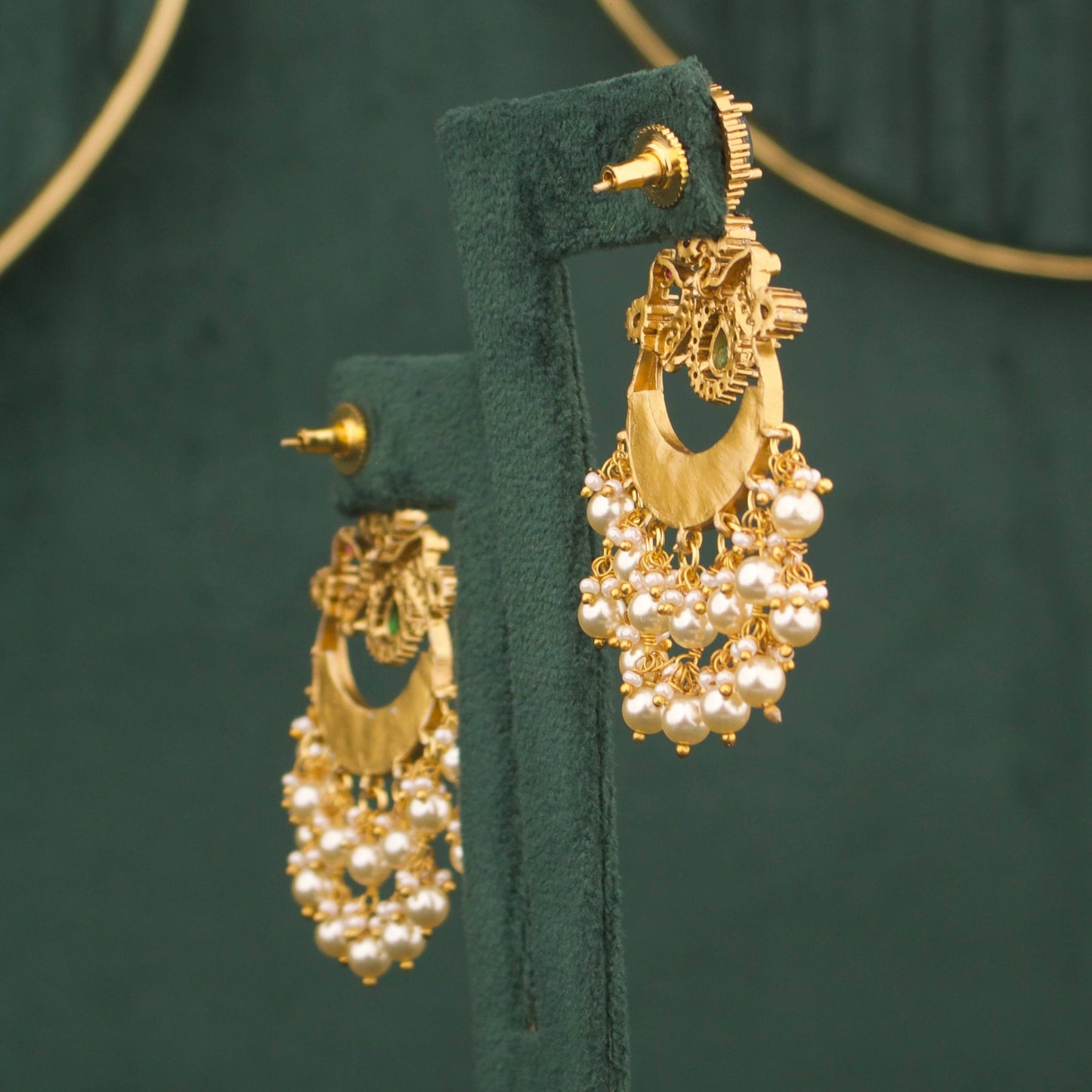 Stylish Victorian Chandbali Earrings With Pearl Drops
