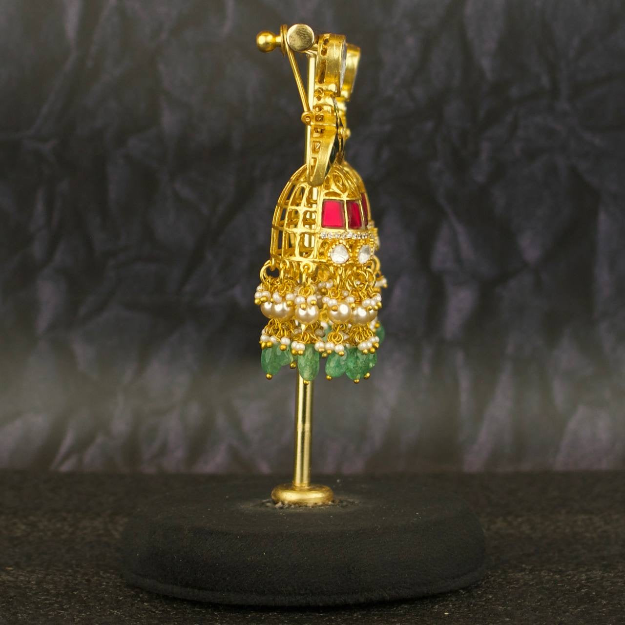 Fusion Polki Studded Jadau Kundan Jhumka Earrings