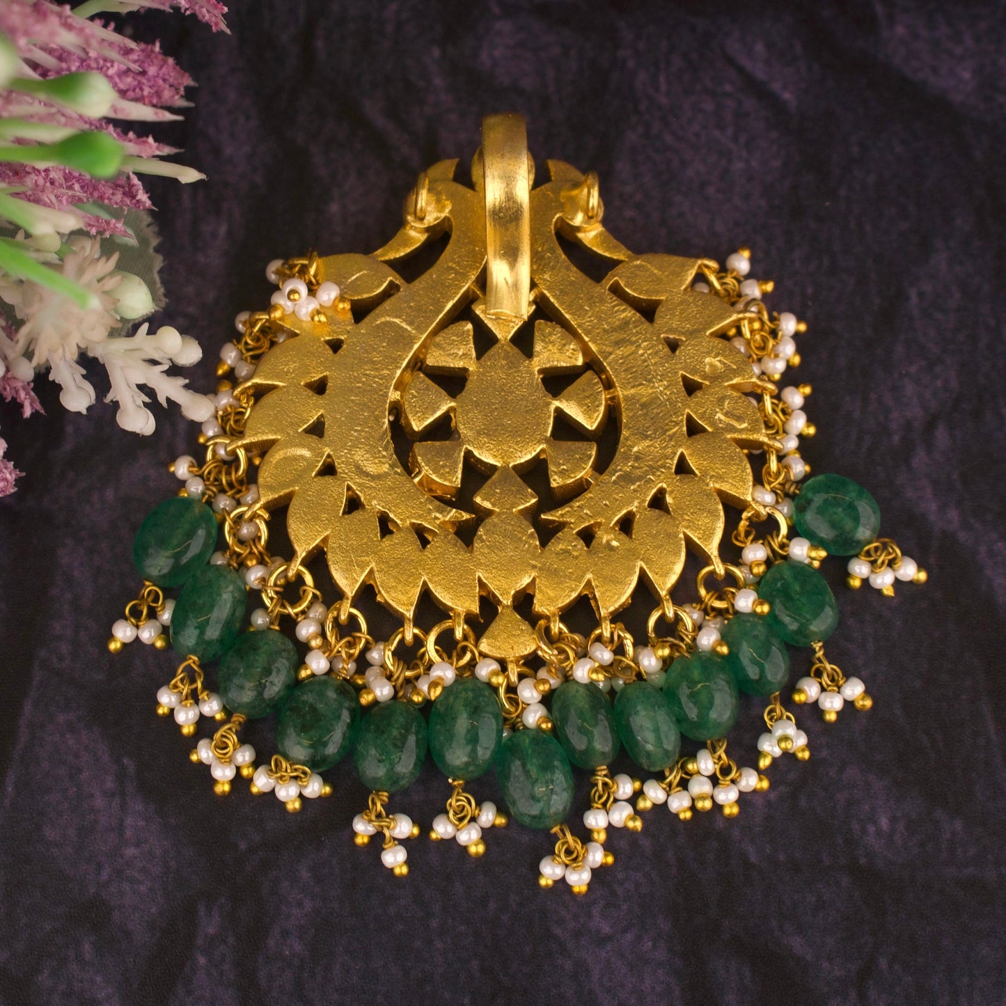 Elegant Multi Coloured Jadau kundan Locket - DULHAN JEWELS