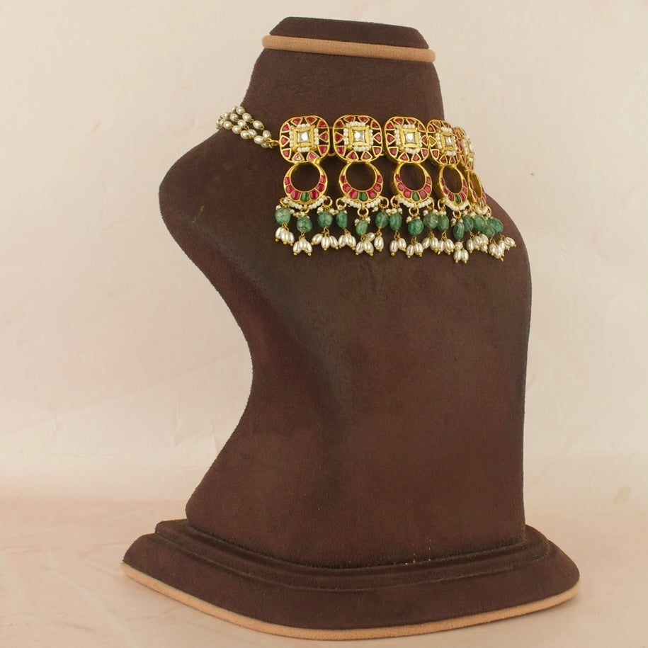 Chandbali Design Jadau Kundan Beads Choker
