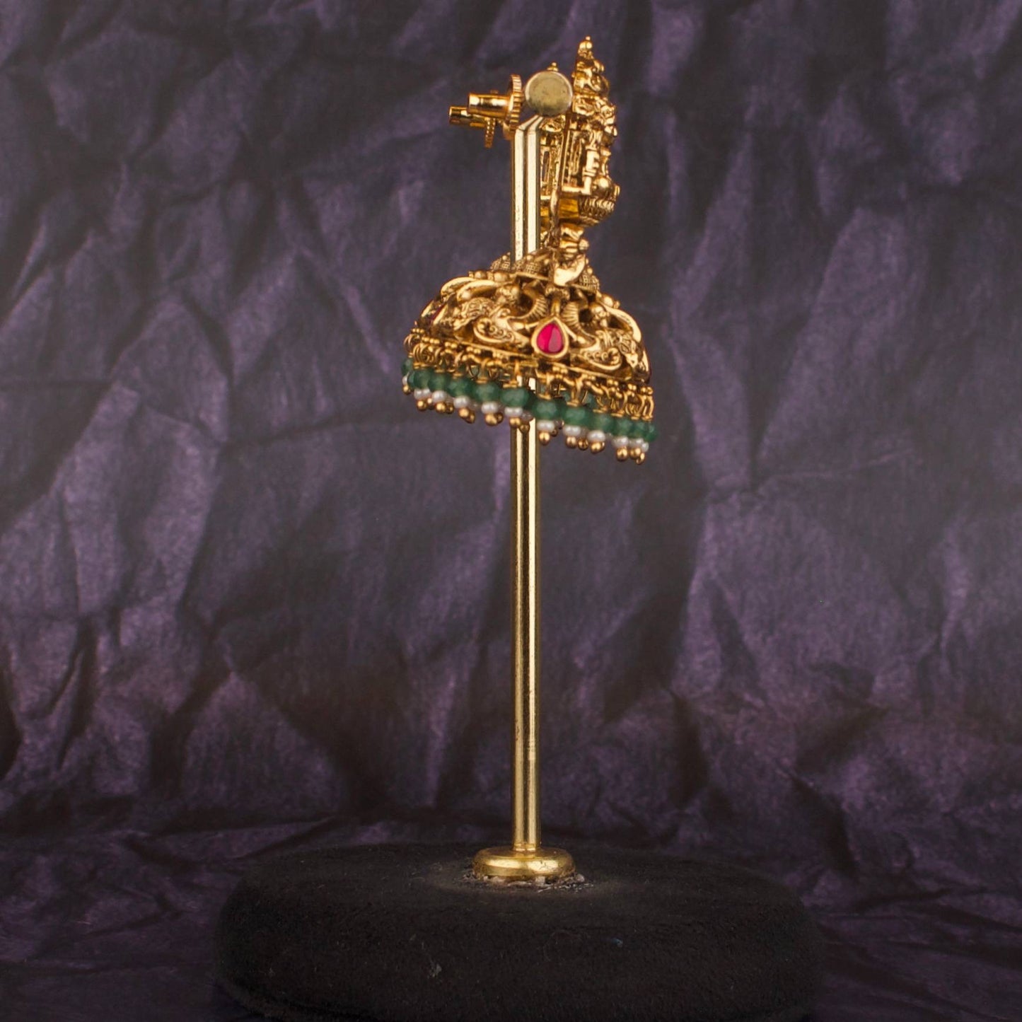 Gold Inspired Anqitue Jadau Kundan Jhumki Earrings