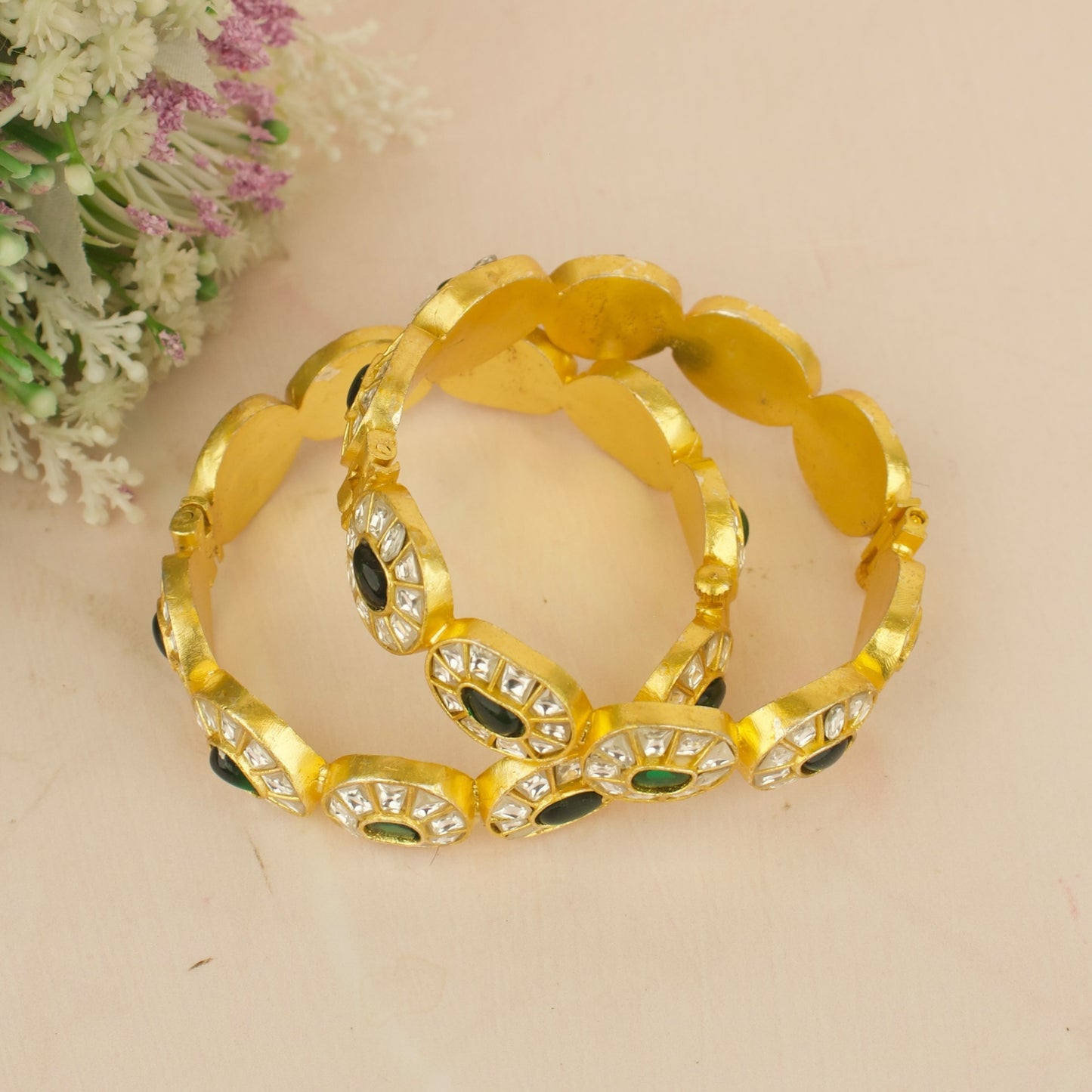 Majestic Jadau Kundan Mango Design Bangles