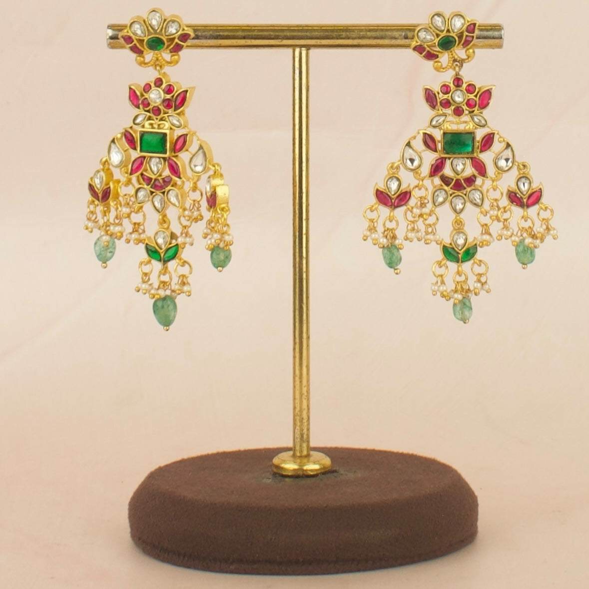 Statement floral Design Jadau Kundan Kanti with Matching Earrings