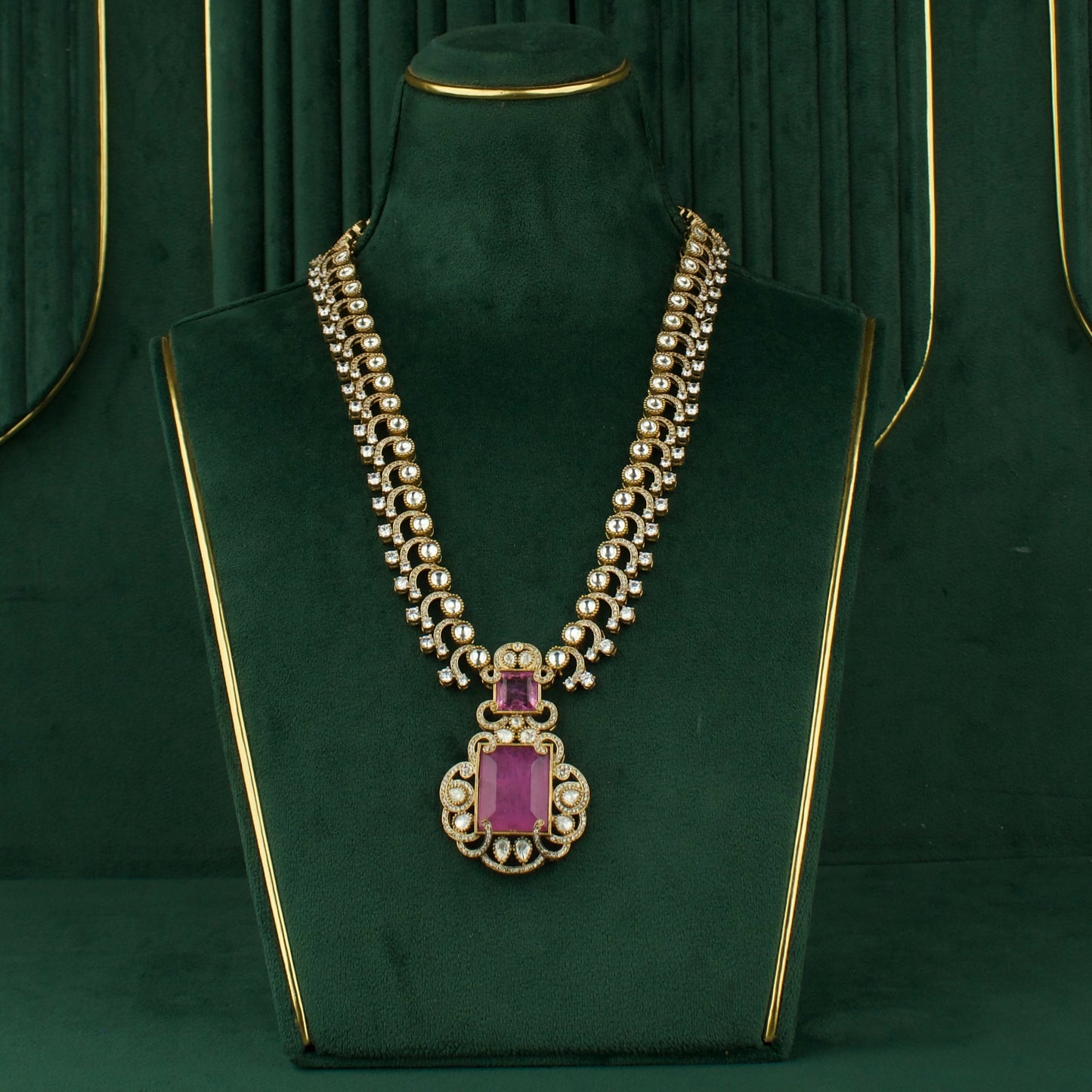 Royal Elegance Design Polki Victorian Necklace with Matching Earrings
