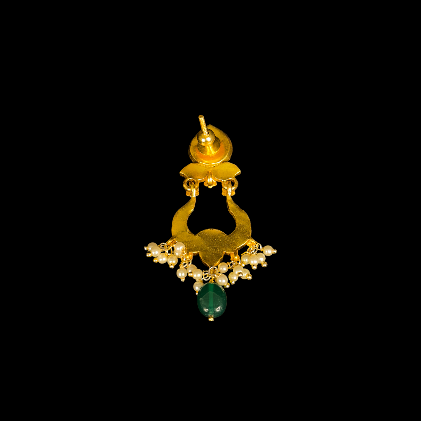 Exquisite Emerald Mango Jadau Kundan Chandbalis - DULHAN JEWELS