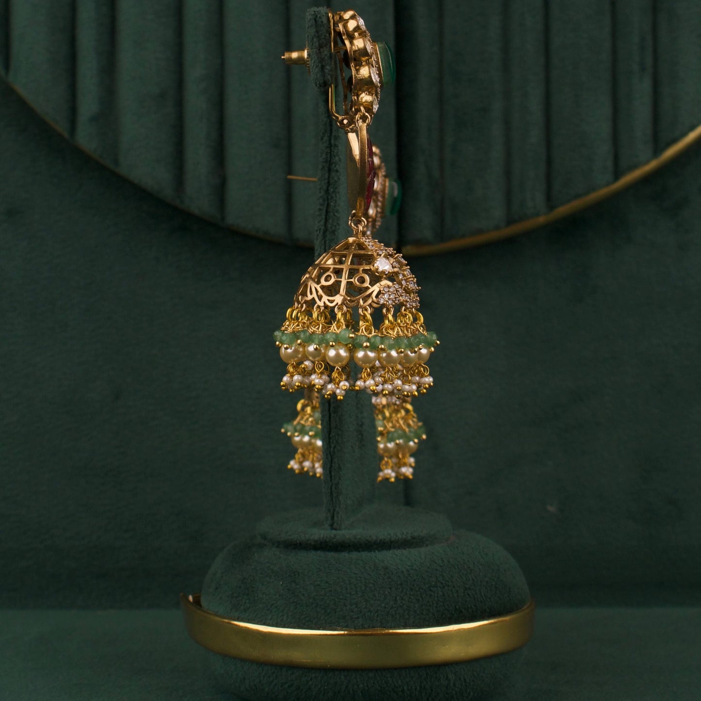 Grand Polki Kundan Fusion Jhumki Earringsq