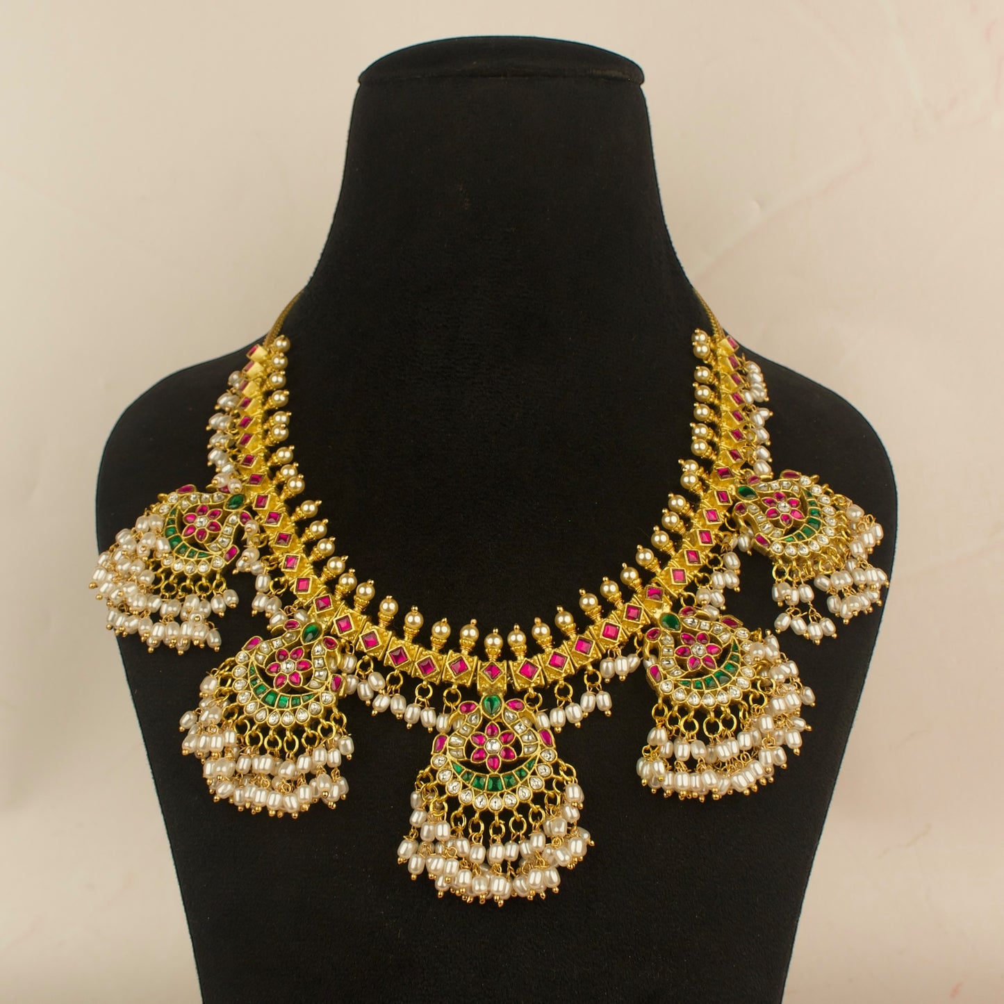 Peacock Design Jadau Kundan Guttapusalu Necklace