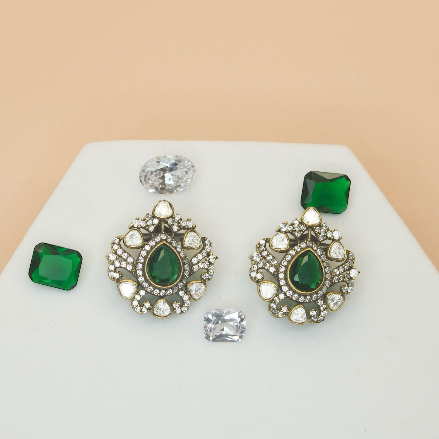 Classic Layered Necklace with Victorian Polki Side Lockets