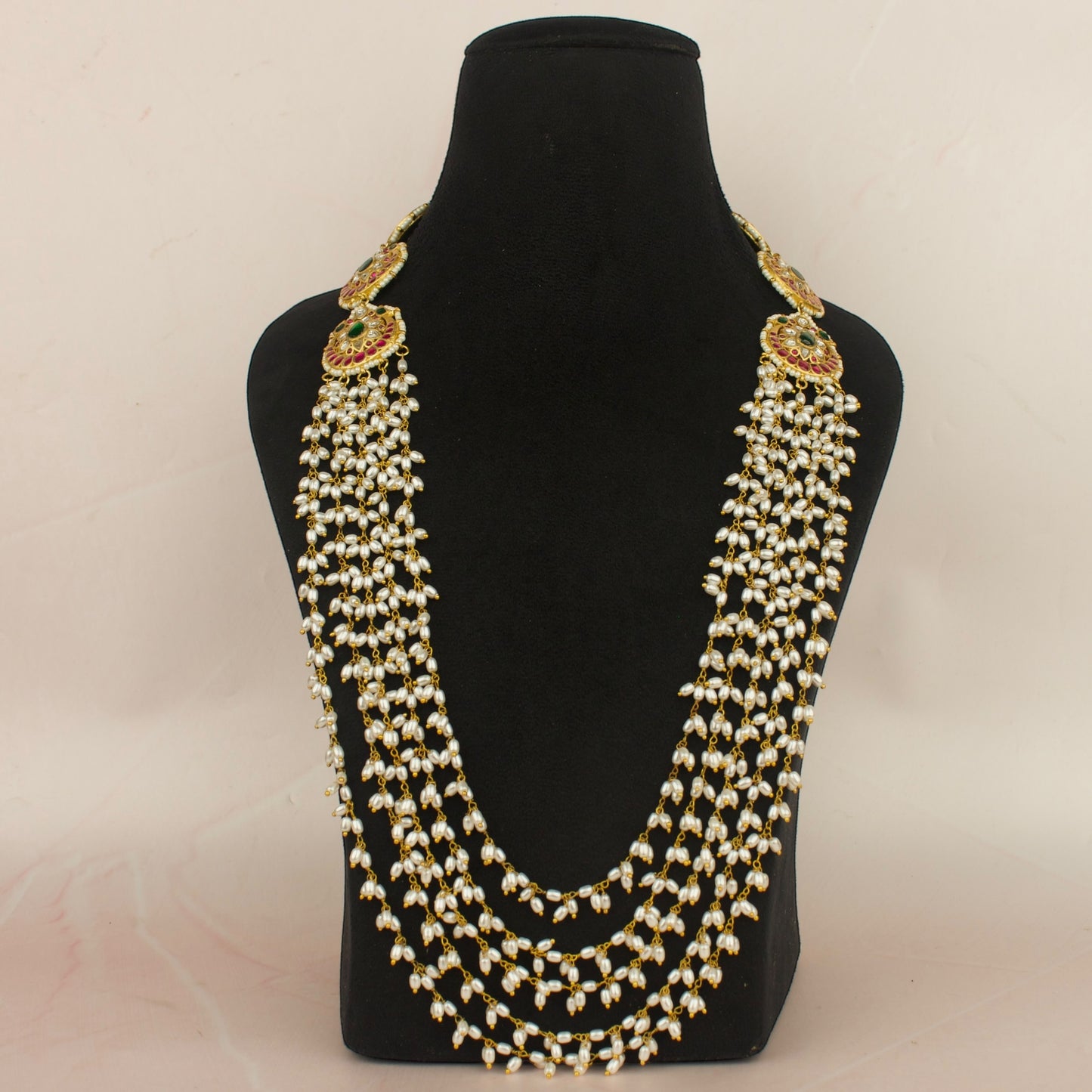 Jadau Pearl Mala (DJBM159533) - DULHAN JEWELS