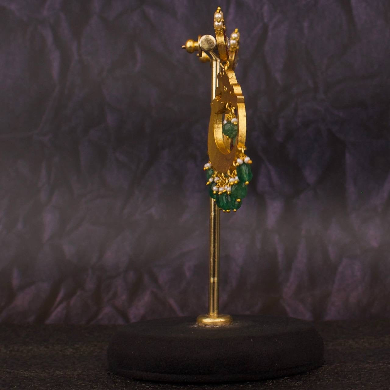 Pearl Studded Bridal Jadau Kundan Chandbali Earringsi