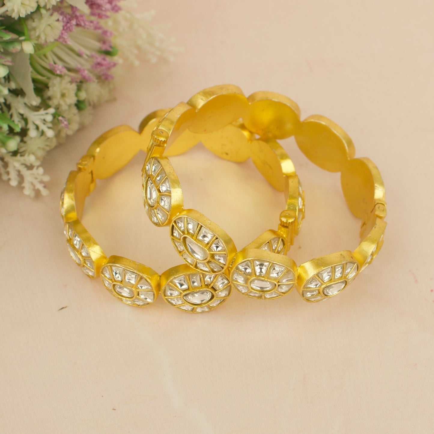 Majestic Jadau Kundan Mango Design Bangles