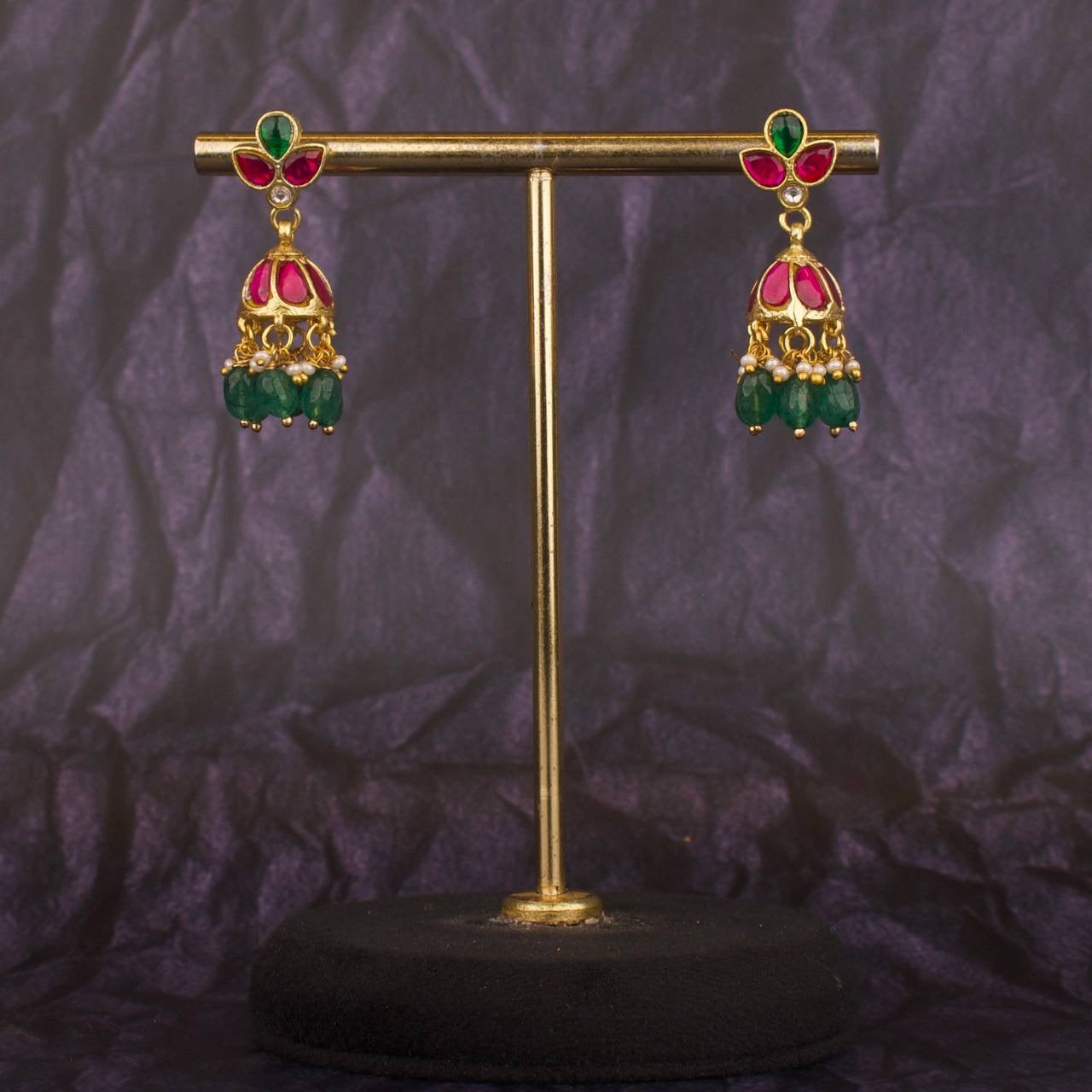 Small Sized Jadau Kundan Jhumki Earrings