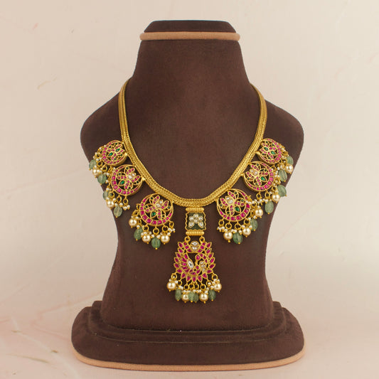 Floral Radiance Nantad Necklace with Kundan and Enamel Detailing