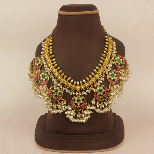 Exquisite Multicolored Jadau Kundan Guttapusalu Necklace