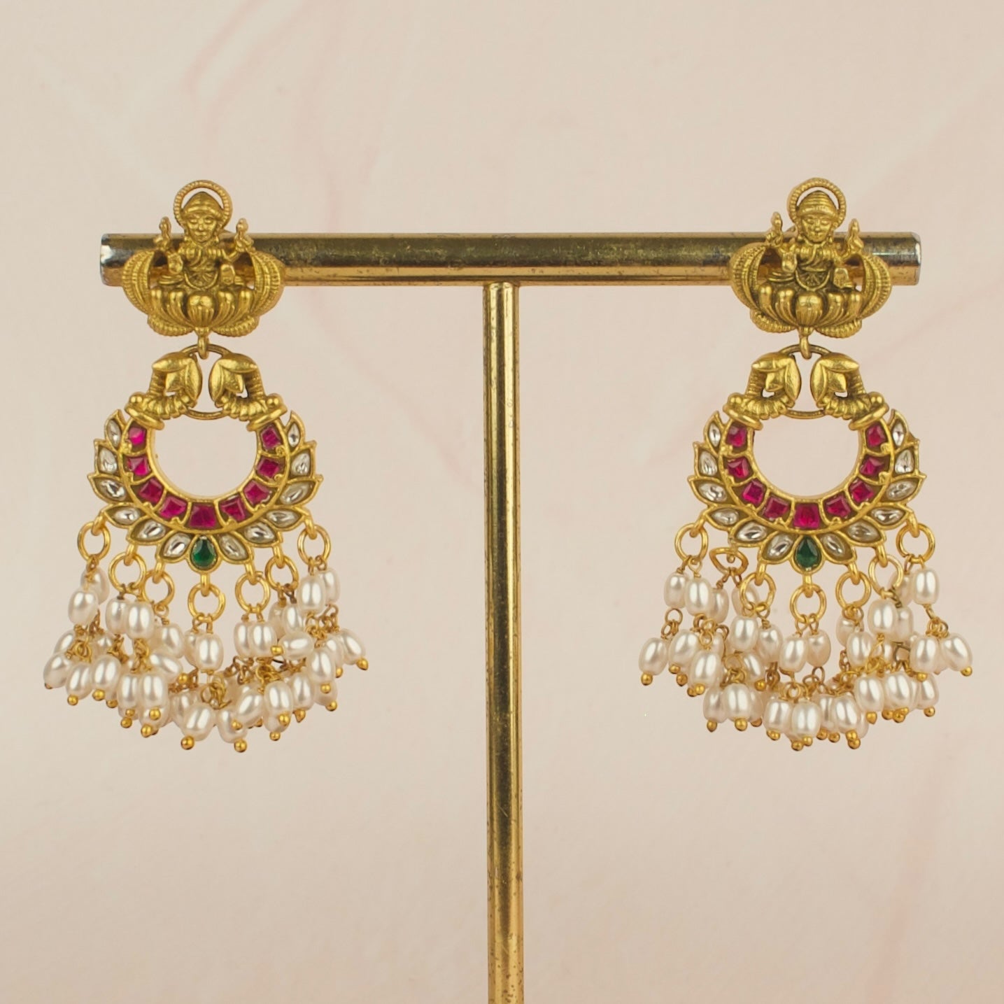 Divine laxmi Devi Studded Jadau Kundan Guttapusalu Hanging Earring
