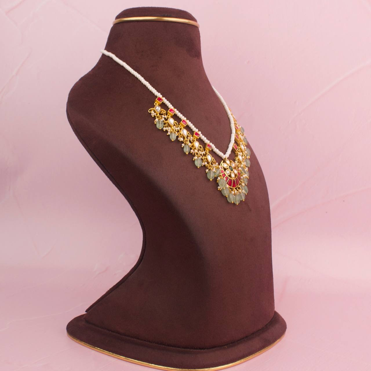 Simple Sleek Jadau Kundan Pearl Chain Necklace