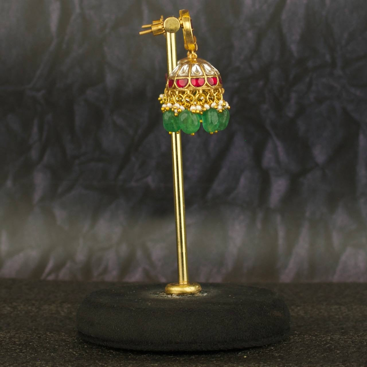 Chand Studded Jadau Kundan Jhumki Earrings