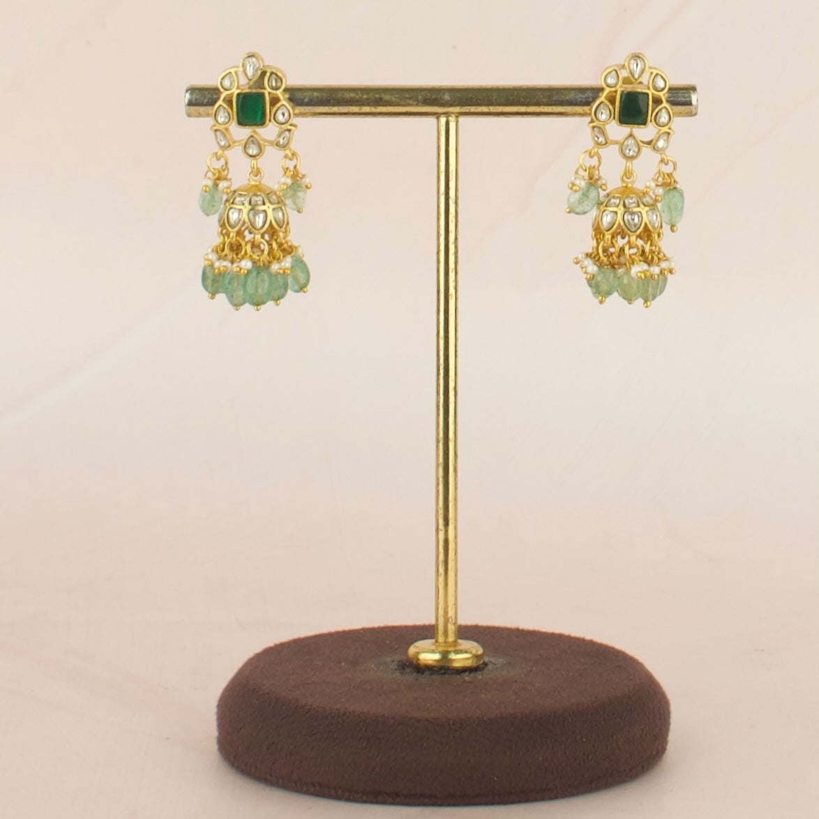 Deluxe Square Shape Studded Design Jadau Kundan Jhumki