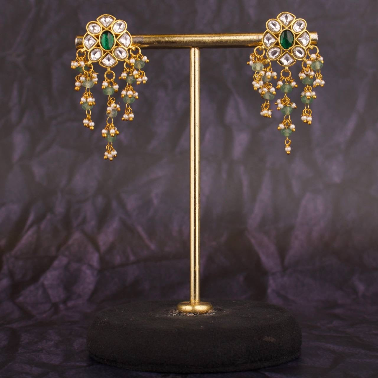 Trending Jadau Kundan Stud Earrings With Guttapusalu Hangings