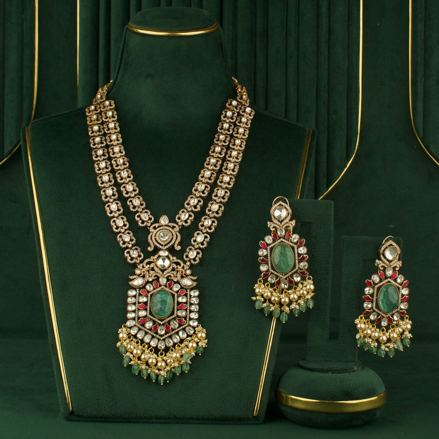 Captivating Fusion Kundan & Polki Victorian Necklace Set
