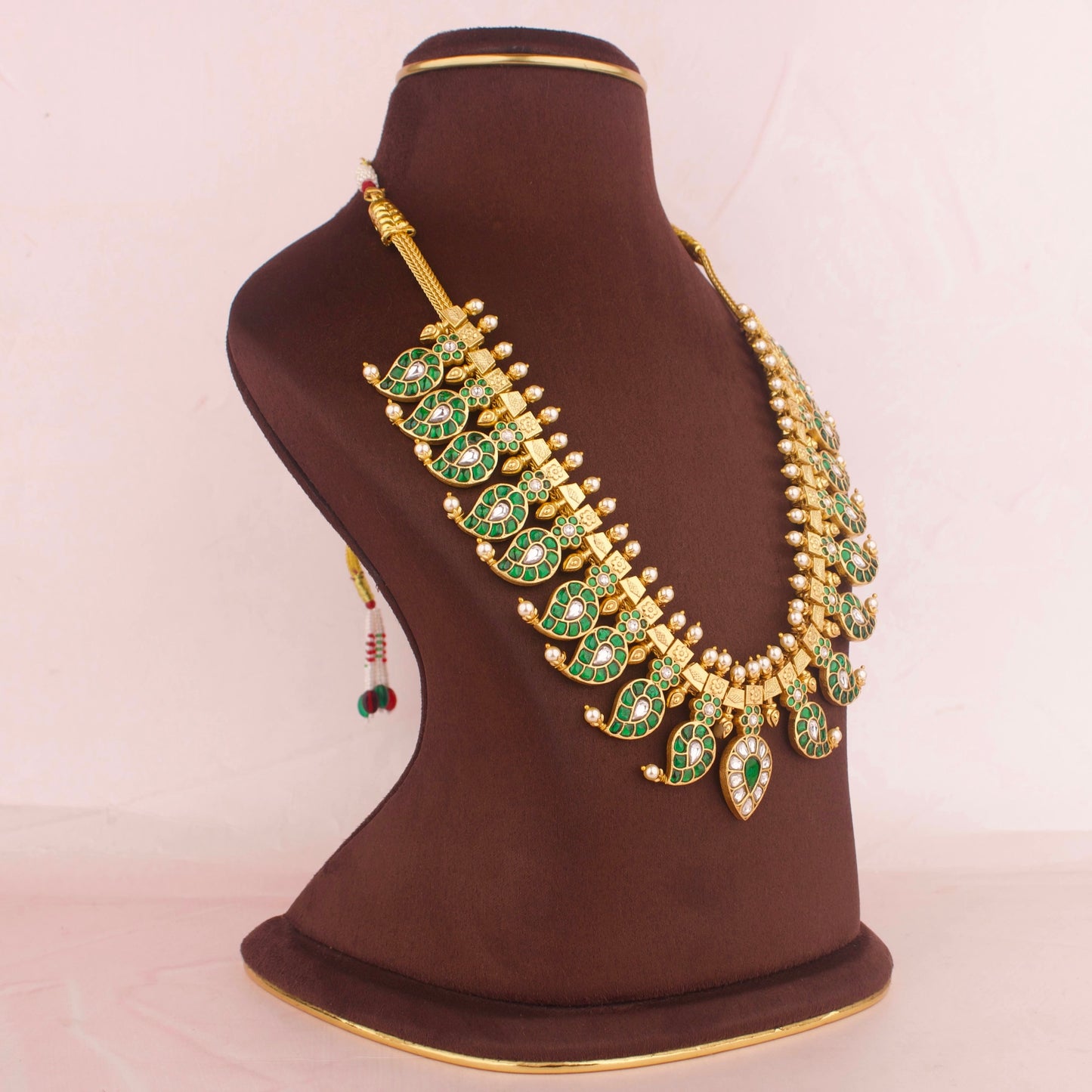 Majestic Jadau Kundan Mango Necklace - DULHAN JEWELS