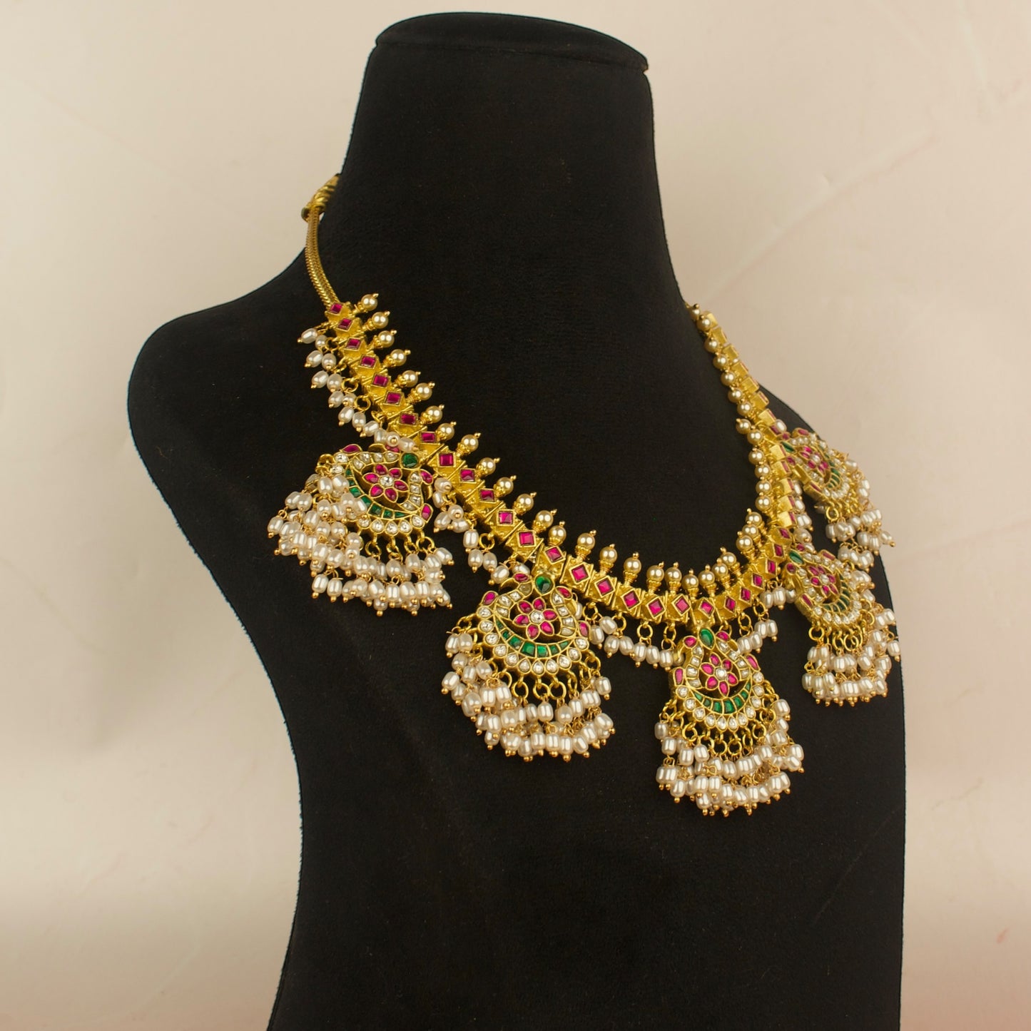 Peacock Design Jadau Kundan Guttapusalu Necklace