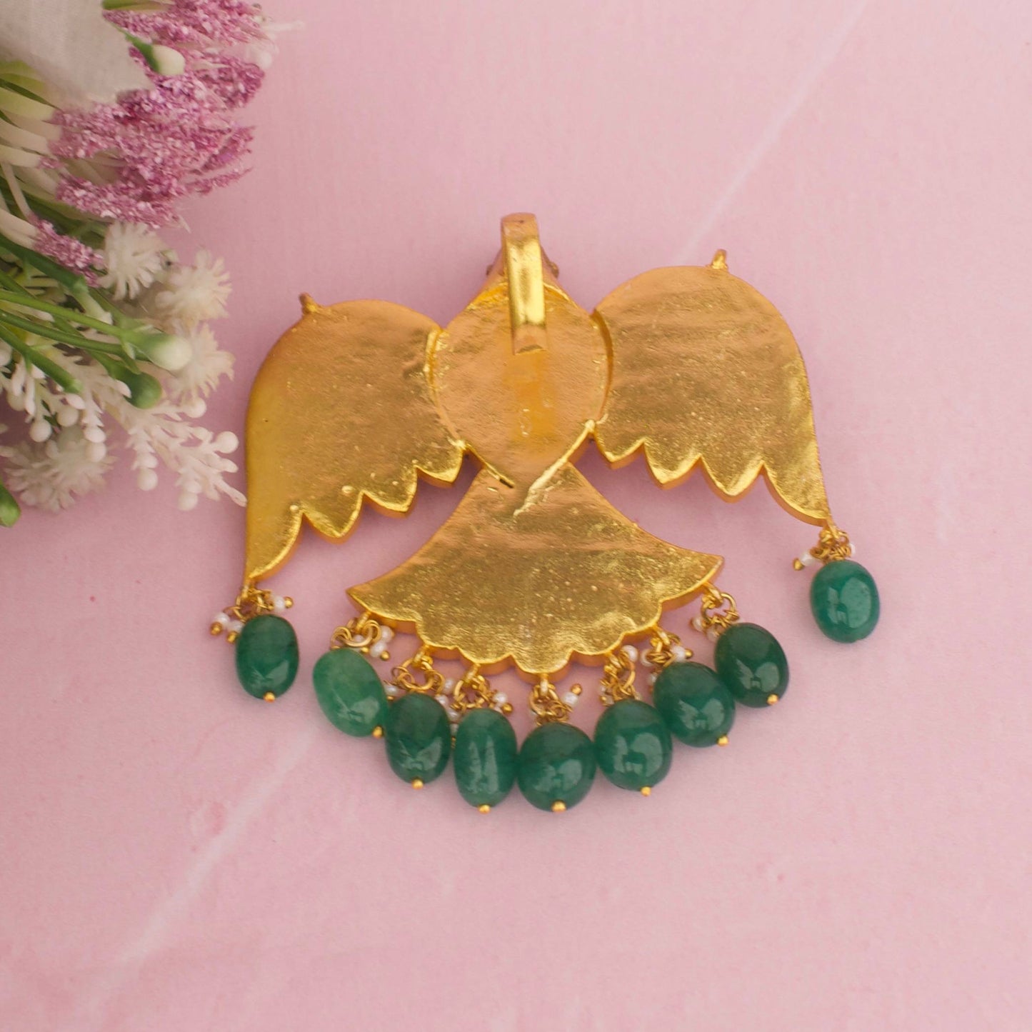 Royal Jadau Kundan Locket With Strawberry Beads