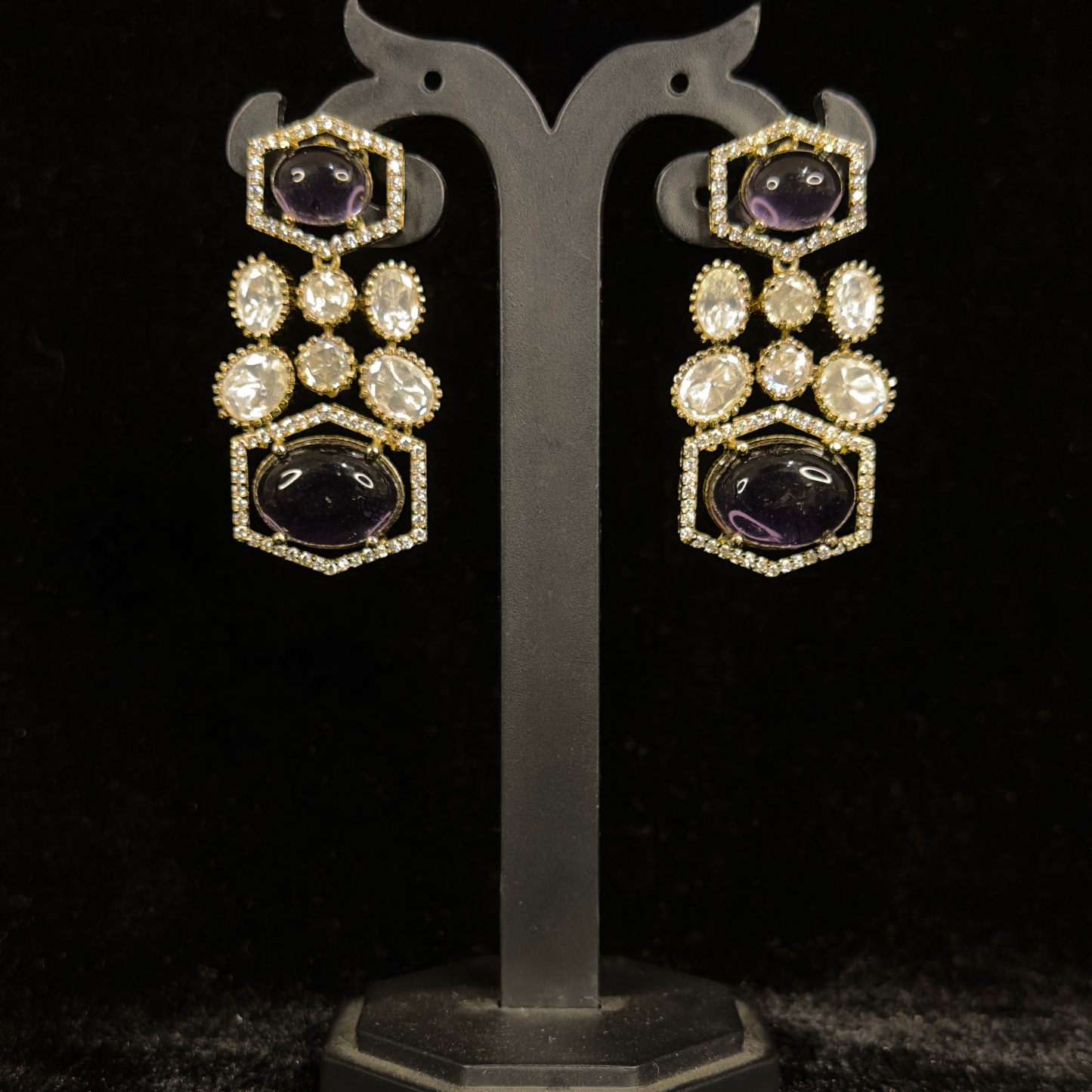 Antique Victorian Necklace with Polki Kundan Stones and earrings