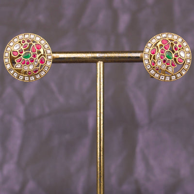 Elegant peacock Design Jadau Kundan Stud Earrings
