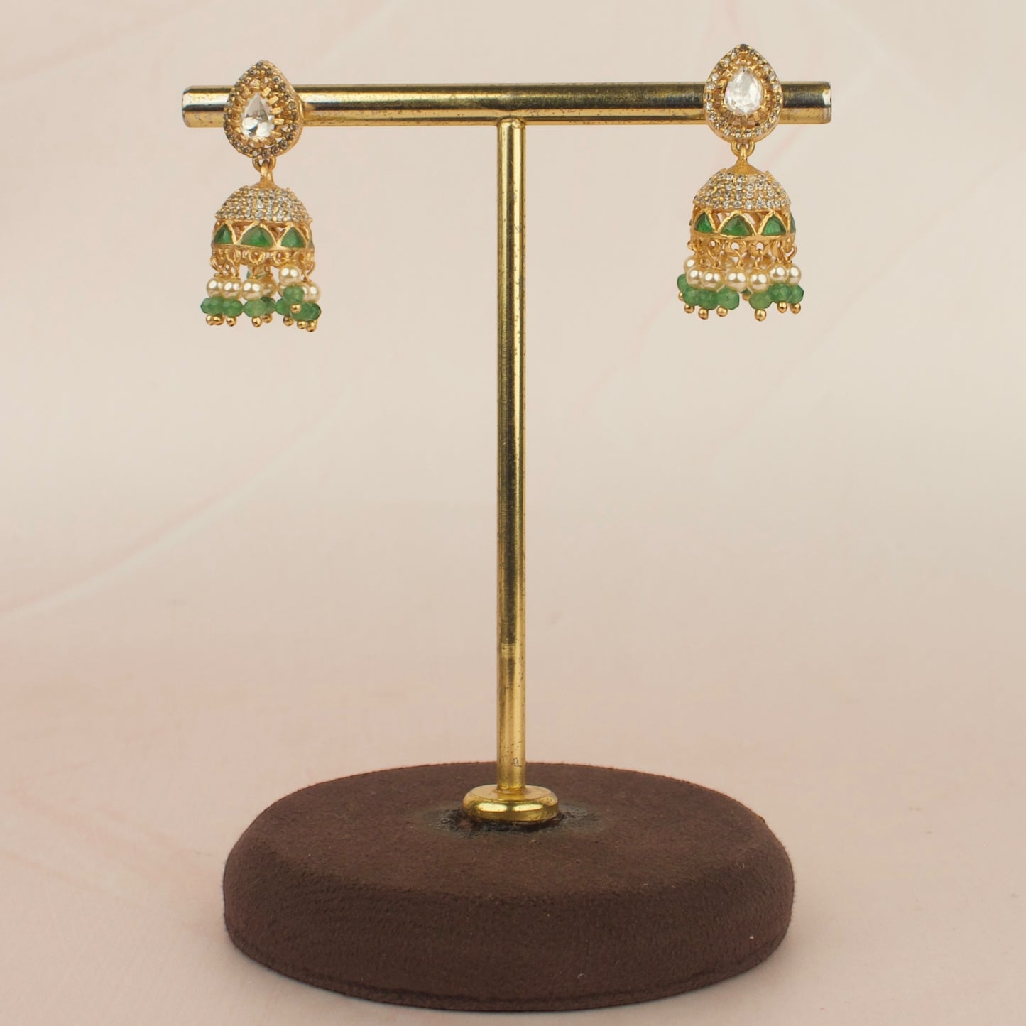 Small Sized Jadau Kundan Cz Jhumka Earrings