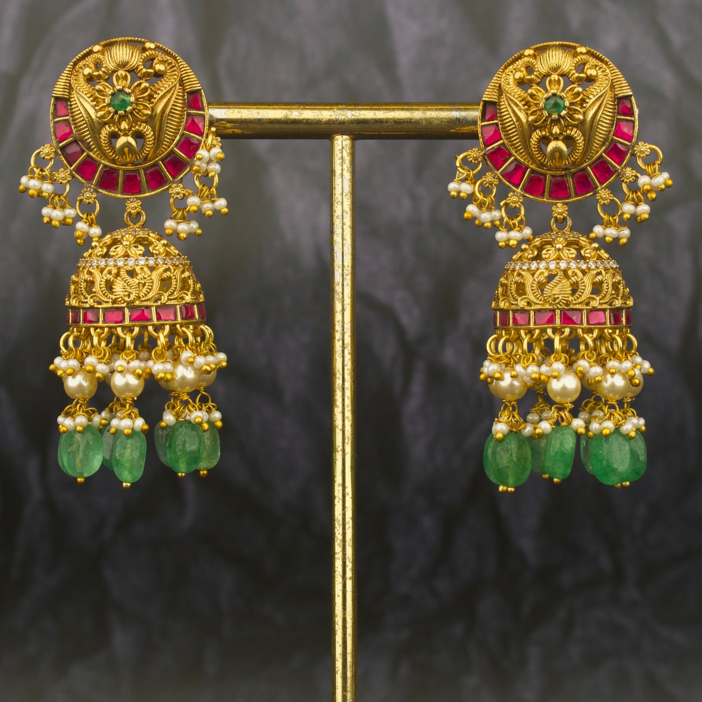 Lavish Jadau Kundan Nakshi finish Jhumki Earrings