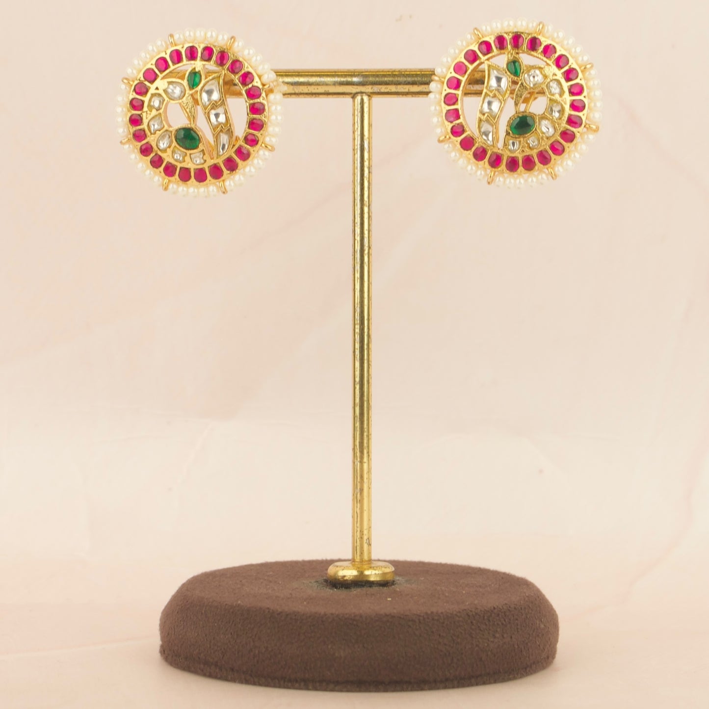 Circular Peacock Jadau Kundan Pearl Bordered Tops