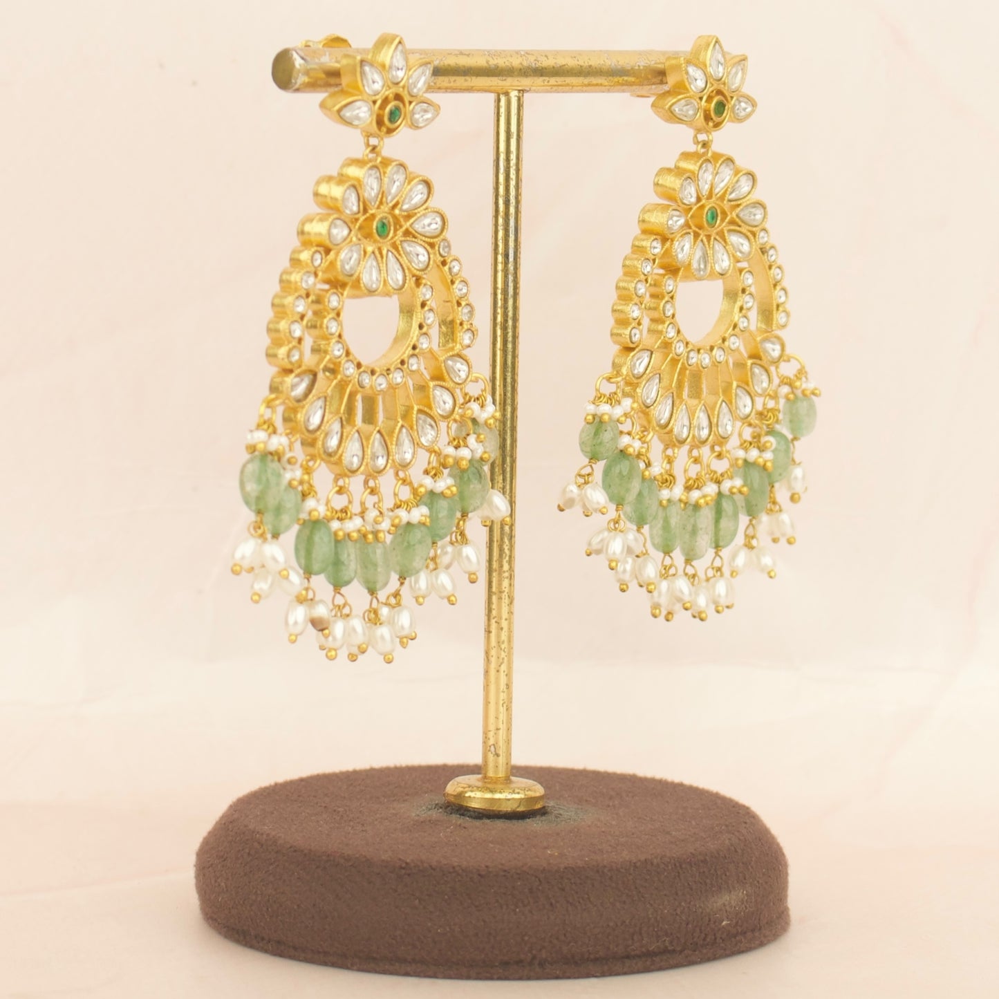 Bridal Jadau Kundan Guttapusalu Chandbali Earrings
