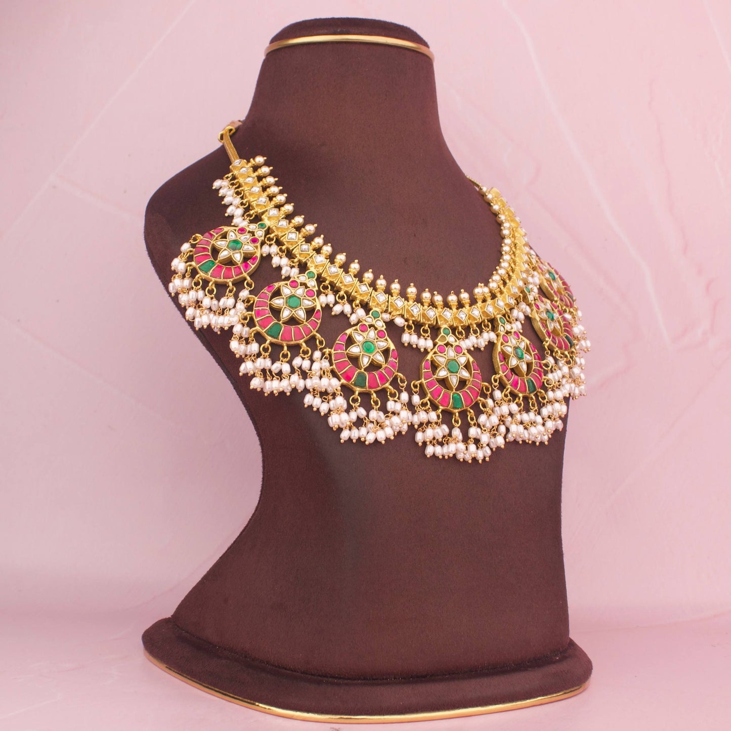 Exquisite Multicolored Jadau Kundan Guttapusalu Necklace